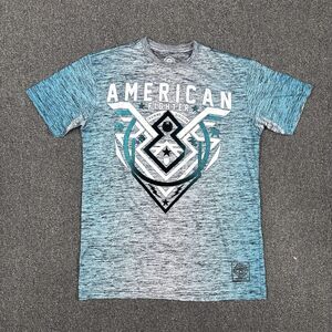 NEW American Fighter Shirt Mens Blue Division Tee Velvet Graphic Size Medium